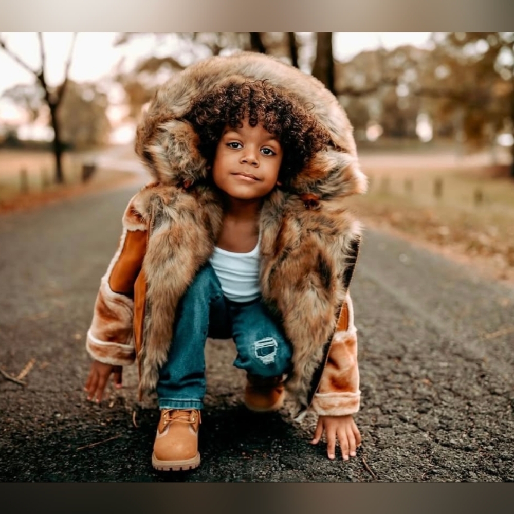 Stylish Faux Fur Hooded Jacket for Kids